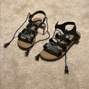 Aeropostale Black Tie Up Sandals